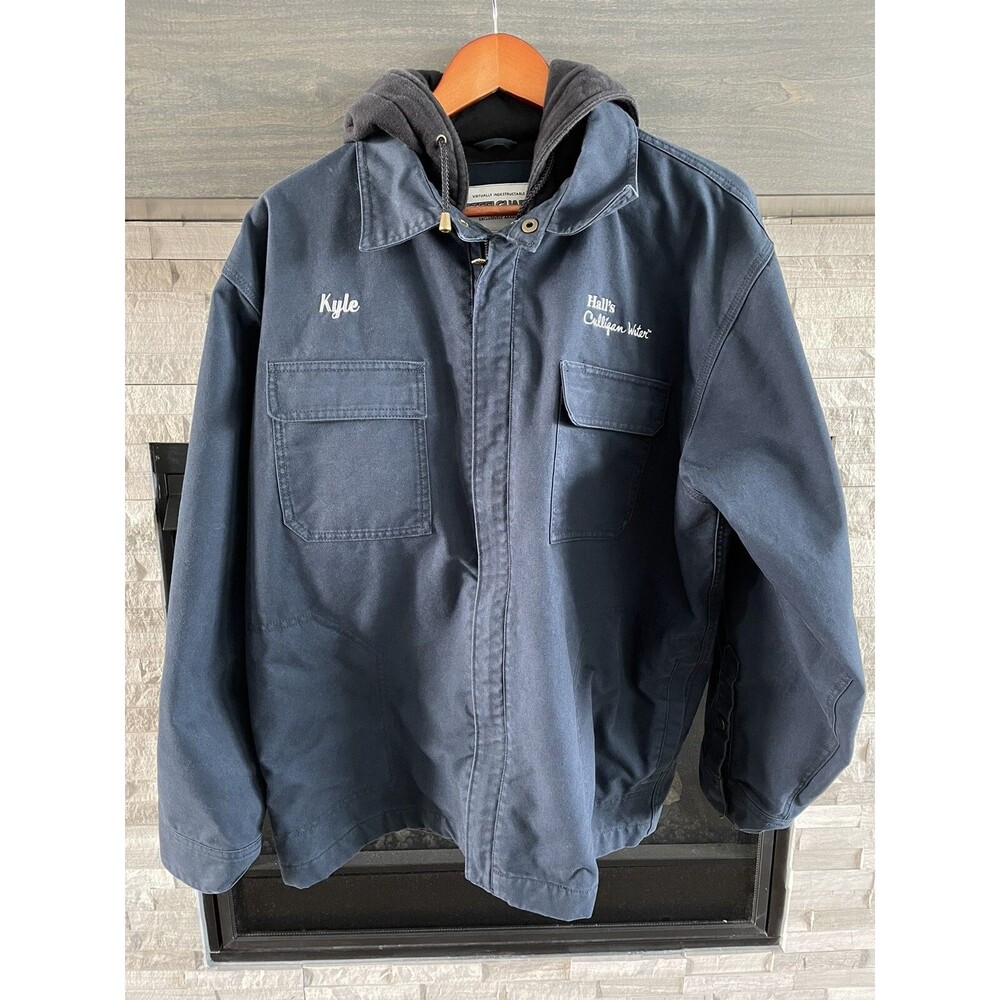 Men’s Steel Guard Virtually Indestructable Jacket With Hoodie Large Navy Blue